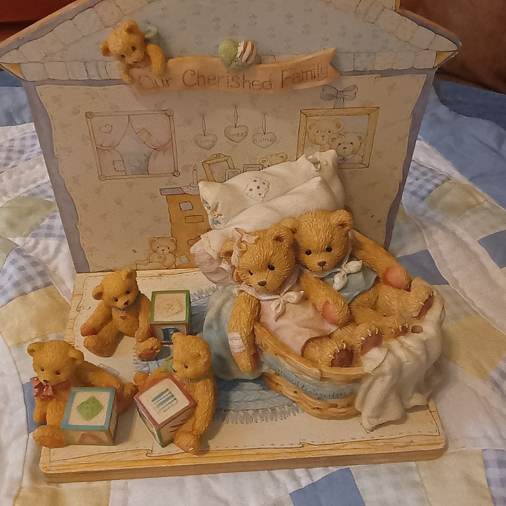 Cherished Teddies Musical Figurine with Cream and Brown Accents